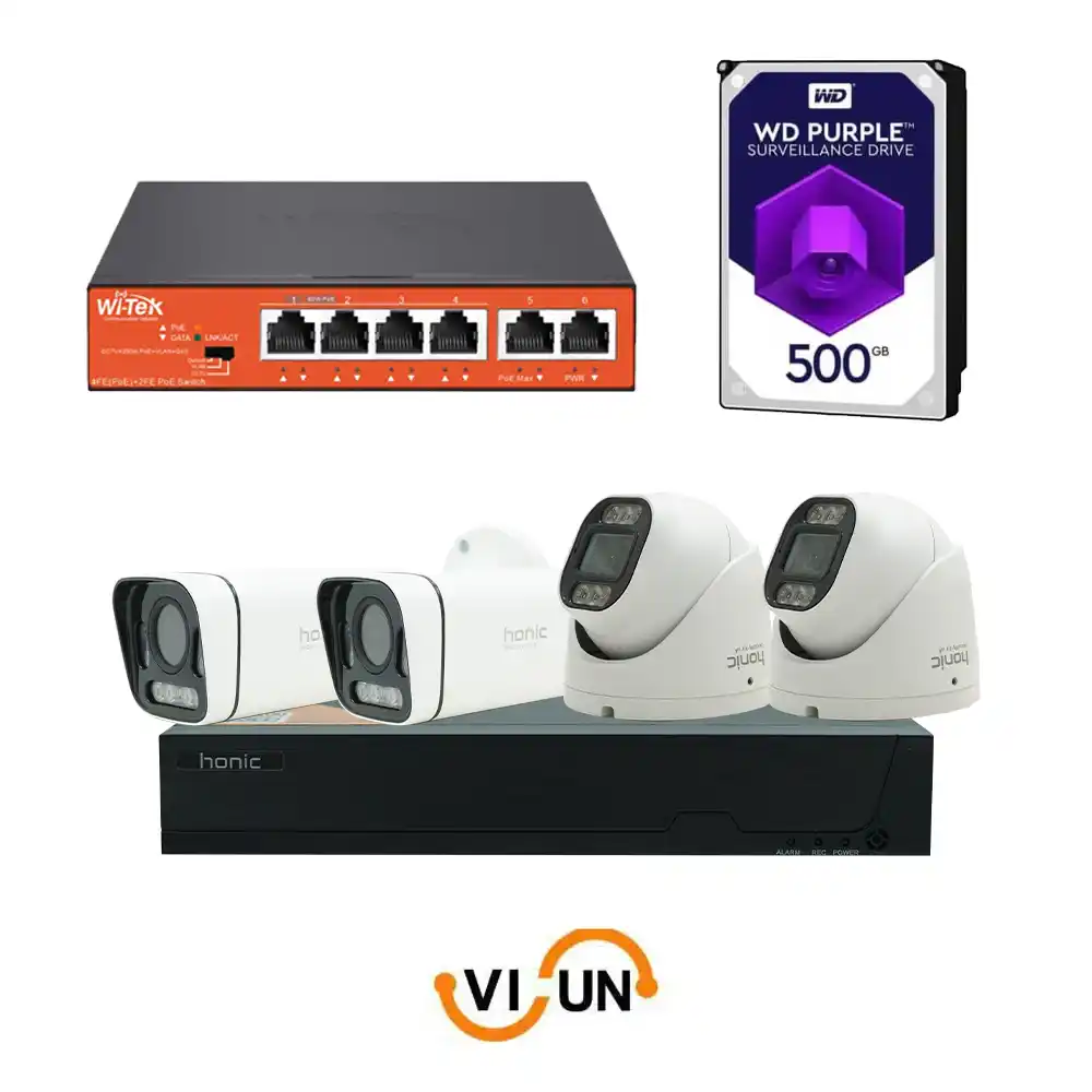 VISUN.IR پکیج دوربین مداربسته هوش مصنوعی 3 مگاپیکسل 4 عددی