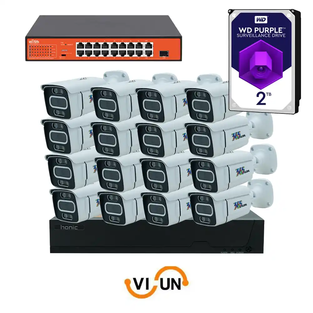 VISUN.IR قیمت خرید پک دوربین مداربسته AI ۵ مگاپیکسل 16 عددی