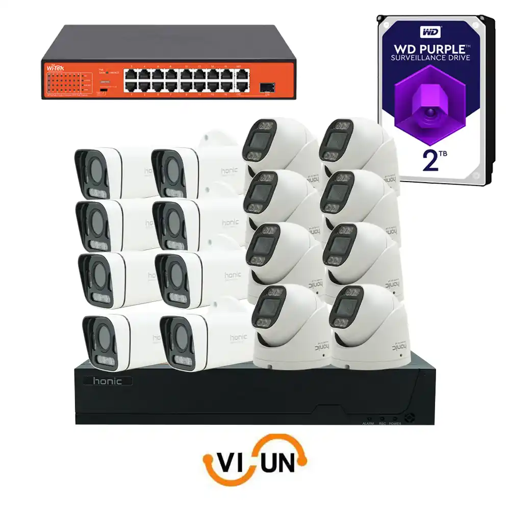 VISUN.IR قیمت خرید پک دوربین مداربسته AI 3 مگاپیکسل 16 عددی