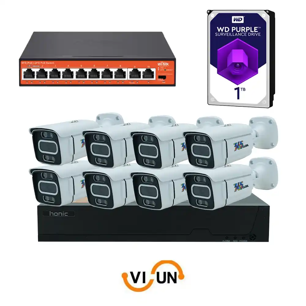 VISUN.IR قیمت خرید پک دوربین مداربسته AI ۵ مگاپیکسل 8 عددی