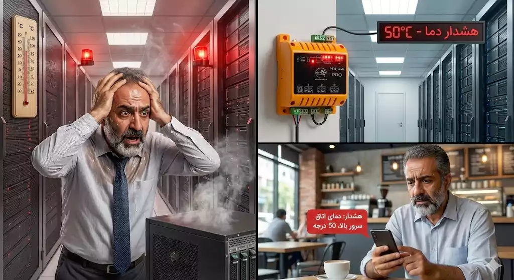 کنترل پیامکی 4 کانال nx44pro 6 هشدار دما