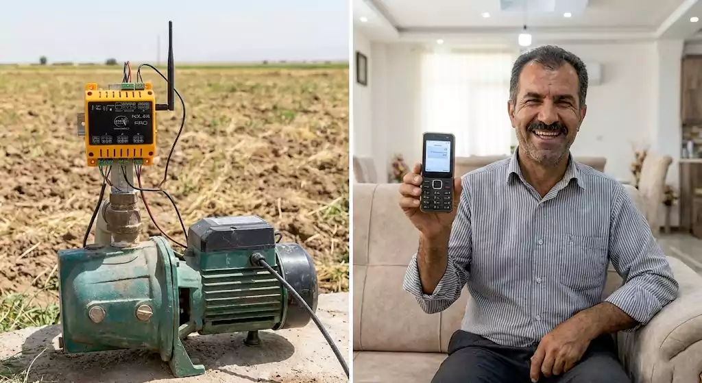 کنترل پیامکی 4 کانال nx44pro 2 کنترل پمپ با اسی ام اس از راه دور